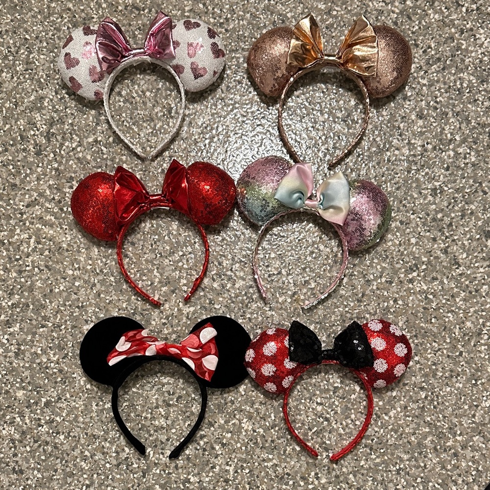 Set of Six Colorful Mouse Ear Headbands